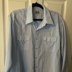 Ely Cattleman Baby Blue Pearl Snap Shirt